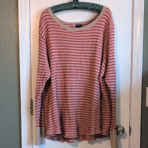 torrid Beige Knit Top with Red Stripe Accents